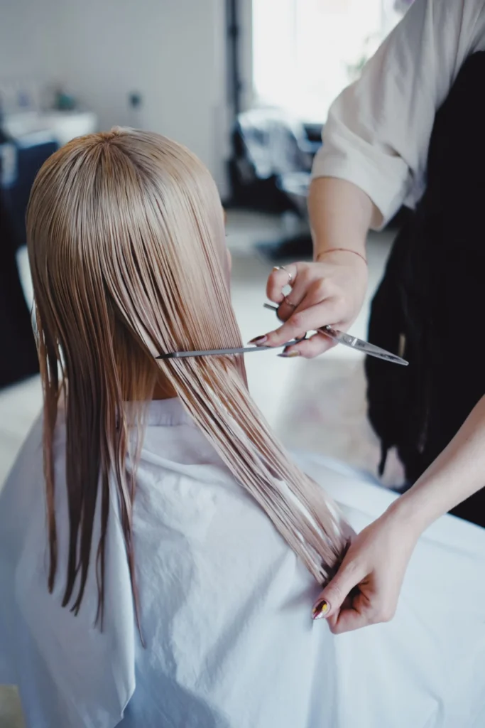 Stock photograph of precision cutting in a salon